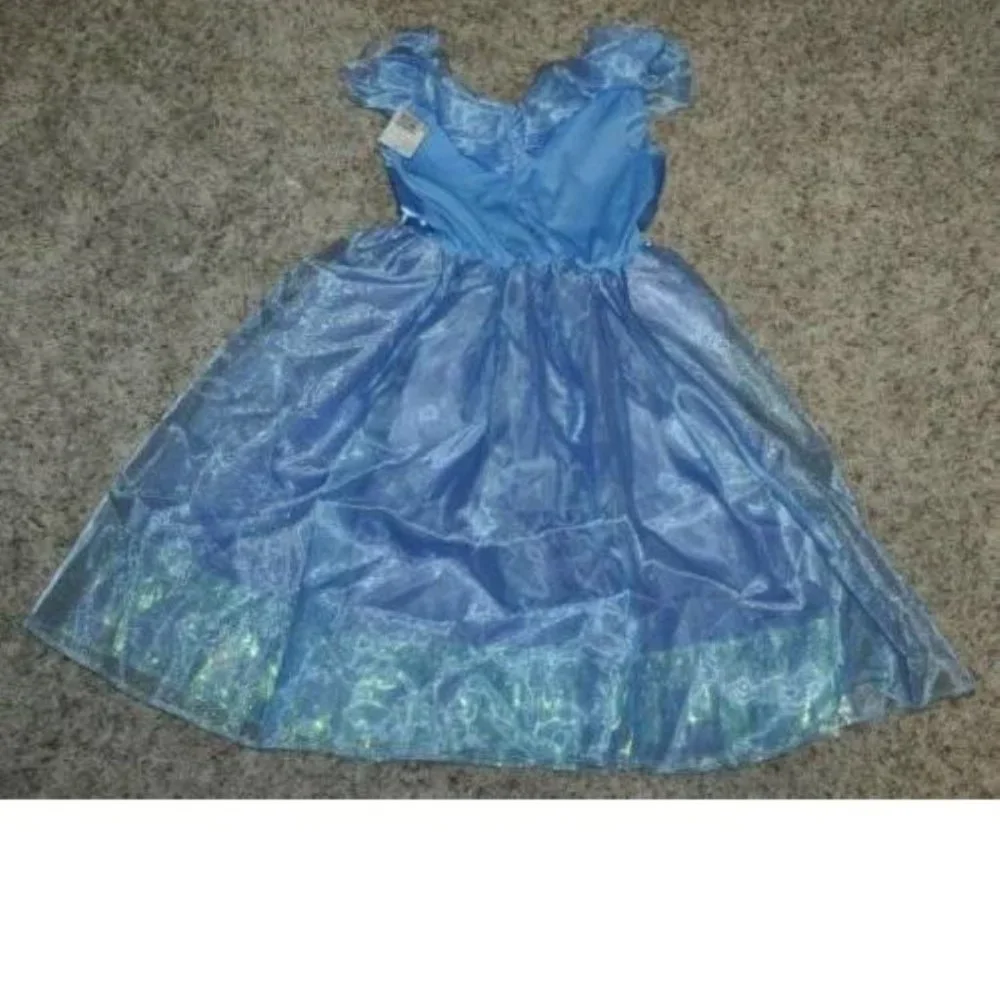 Princess Cinderella Halloween Costume 7/8 Blue Dress & Wig Disney Girls